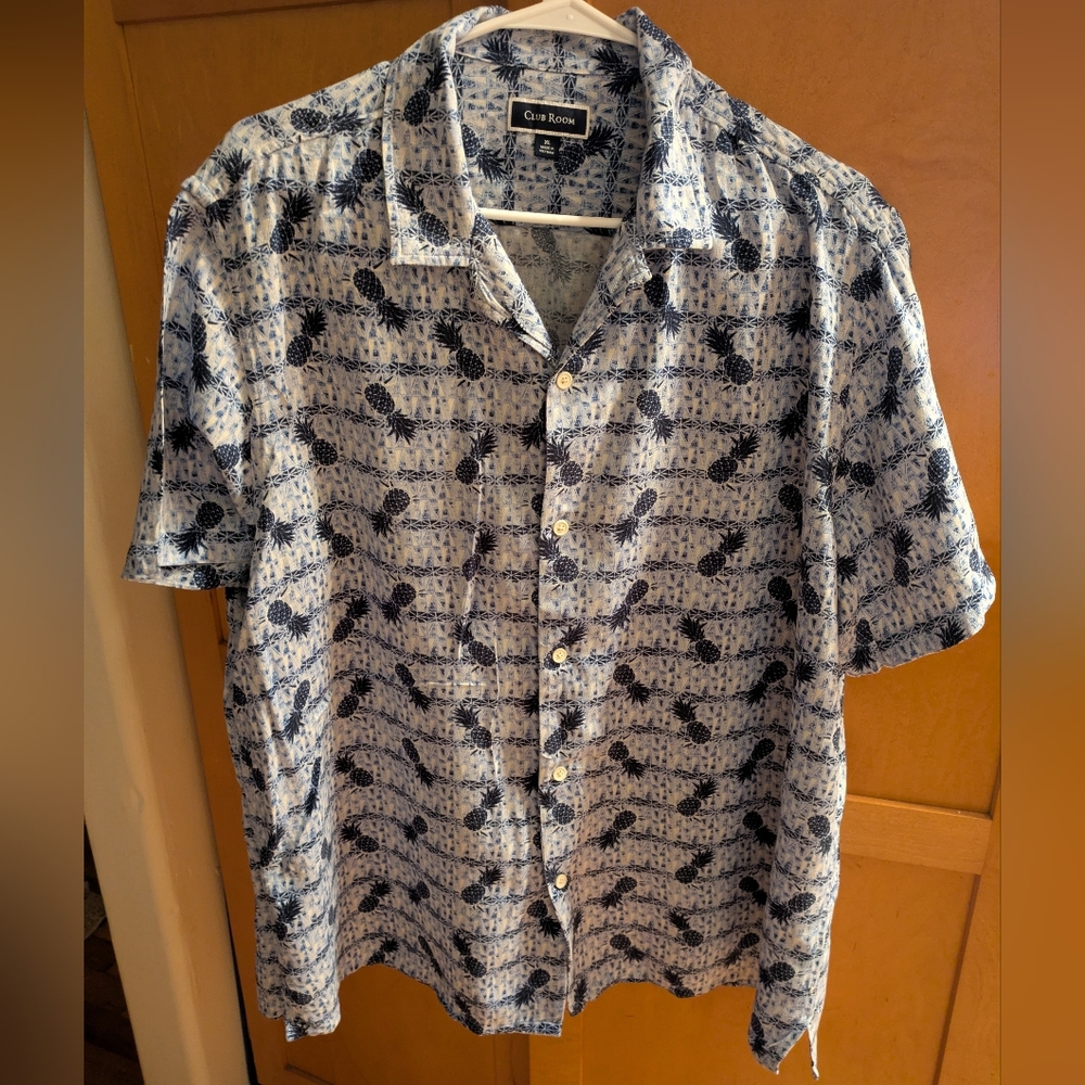 Blue Pineapple Patterned Men's Shirt
